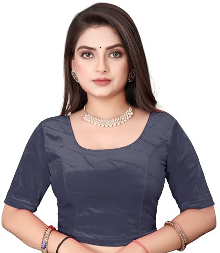 SEEANS Women's Velvet Stretchable Saree Blouse | Readymade Full-Stitched Half Sleeve Choli | Soft & Comfortable Partywear Crop Top | Multi-Color Designer Blouse for Traditional & Festive Wear
