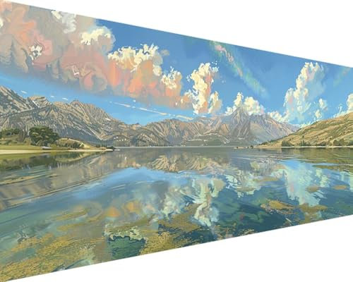 5D Diamond Painting MontañA Cuadros de Diamantes, Pittura Diamante Paisaje Diamond Painting Adultos DIY Cuadrado Diamond Art Crystal Punto de Cruz Painting, Aesthetic Home Decor Regalo 50x100cm o-m