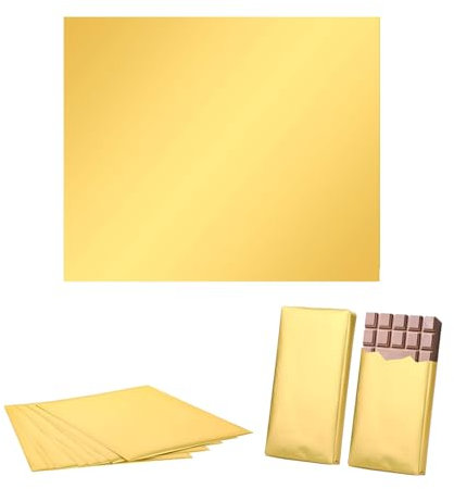 Cosmeria Goldene Aluminiumfolie Für Schokoladen Und Geschenkverpackungen, 100 Stück 19x16cm Lebensmittelechte Verpackung Für Pralinen Und DIY-Projekte