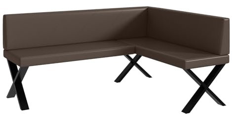 MEBLINI Eckbank für Esszimmer - Küchenbank - Essecke - Sitzecke Küche - ERIC - X-Beine 128x168x87cm Rechts - Braun Kunstleder