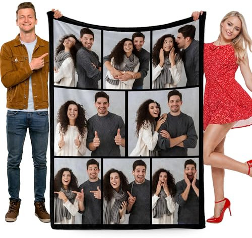 Udiyfun Personalisierte Decke mit Foto, Kuscheldecke mit Foto Text Namen, Fotodecke mit Eigenem Foto, Weihnachten Valentinstag Geburtstag Geschenk für Freund Freundin Papa Mama Liebhaber