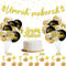 Afritee Umrah Mubarak Decoeation Banner - 32 Pcs Gold Black Umrah Mubarak Decorations with Cake Topper Banner Balloons Cupcake Toppers for Umrah Mubarak Ramadan Muslim Eid Decoration Party