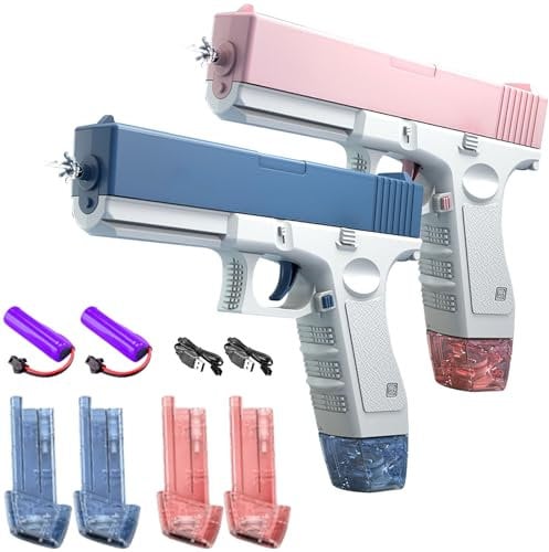 PZCC Pistola ad acqua elettrica ricaricabile, per ragazzi e ragazze, con grande capacità, pistola ad acqua elettrica per adulti con forte potenza per piscina estiva e spiaggia, blu e rosa