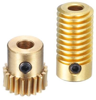 QUARKZMAN Set Ingranaggi a Vite senza Fine - Modulo 0,5 Rapporto Riduzione 20:1 Dia Foro Albero Ingranaggio 4mm e Dia Foro Ruota Ingranaggio 4mm Ruota Dentata 20T Ruote a Vite (Ottone)