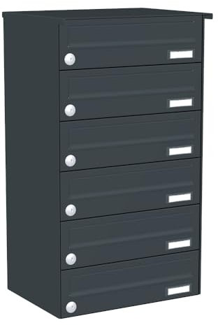 KNOBLOCH Briefkastenanlage | Aufputz | Anthrazit RAL 7016 | waagerecht | mit Namensschild | optional 2. Namensschild und 3 Schlüssel