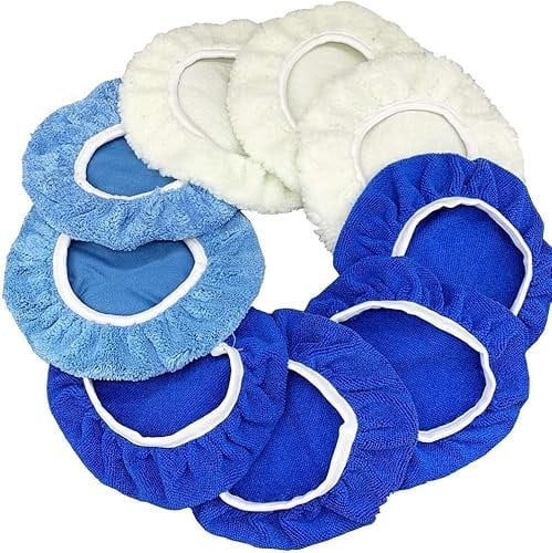 10 Pcs 10 INCH Bonnet Polisher Polish Pad Polishing Buffling Polishing Pads Car Wax Cover Kit Car Polishing Bonnets Replacement Car Polishing Mop