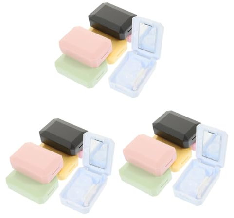 Healeved 18 Sets Travel Contacts Lens Case with Mirror Compact Case for Eye Contacts Safe Storage
