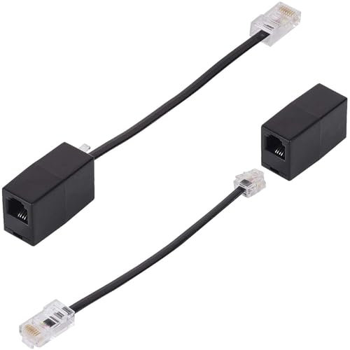 HAWAKA Adattatore da RJ11 a RJ45,Cavo da RJ11 a RJ45, Presa Adattatore da Linea Telefonica a Ethernet (6P4C) a Maschio (8P8C) 2 pezzi,nero