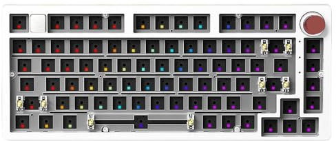 Custom 75 Percent Barebone Wired Keyboard Kit With RGB Backlighting Aluminum Gasket Structure Gaming Grade Metal Base(White-RGB)