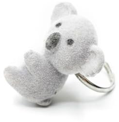 Miniblings Koala Ring Dschungel Urwald Zoo Bär Australien Bambus Flock grau - Handmade Modeschmuck I Fingerring mit Motiv I verstellbar one Size
