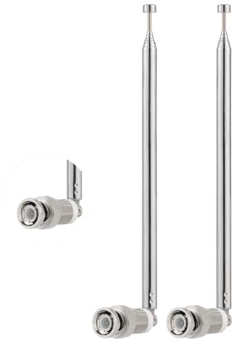 CHUNCHEN 2 Pezzi BNC Maschio Antenna Telescopica 7 Sezioni Antenna Telescopica con Spina BNC 71.2CM/28.03IN per VHF UHF Radio Scanner Polizia Scanner Mobile Microfono Senza Fili