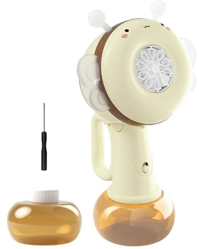 Yidueace Automatisk bubbelmaskin – såpbubblor leksak – bi med roterande färgljus bärbar lek utomhus flickor resa födelsedag