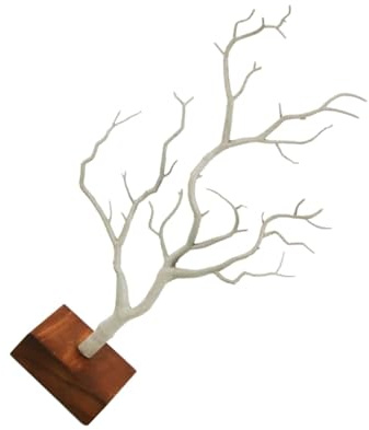 LALADEFIEE Organisateur de Bijoux Suspendu Support Déco Pratique en Bois et Pe Présentoir à Bijoux D'arbre Design Unique pour Chambre ou Bureau