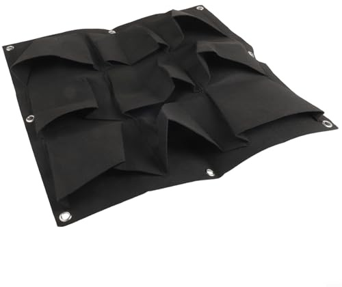 Solaughguy Filz-Pflanzsack zur Wandmontage für vertikalen Garten, schwarze Pflanztasche für Innen- und Außenbereich, platzsparende Wand mit hervorragender Drainage (9 flache Öffnungen sind schwarz)