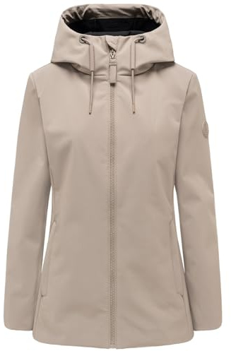 MARIKOO Damen Softshelljacke (XS-3XL) - wasserabweisend mit Kapuze, 3 Taschen - N130