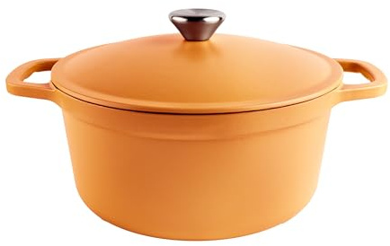 Commichef Leichter Gusseisen Topf mit Deckel, 24 cm, 3,5 l | Terrakottarot, emailliert, ideal zum Schmoren, Kochen und Brotbacken, induktionsgeeignet
