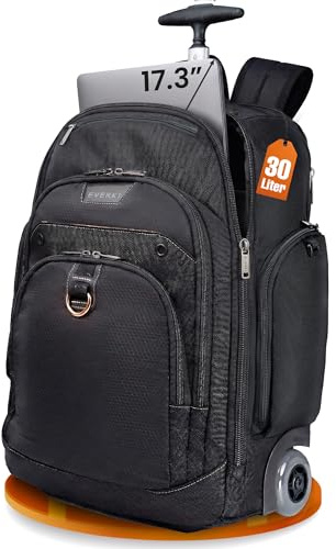 Everki Atlas Wheeled 2-Rollrucksack – 30L Business-Reiserucksack in Grau, austauschbare Rollen, RFID, Bücherfach, Schnellzugriffsfach & Laptopfach von 13–17,3 - (EKP122BG-ECO)