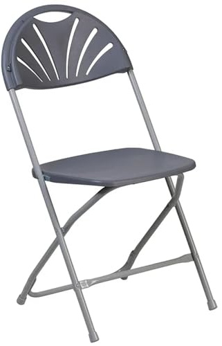 Zymjzbetic Foldable Chair 10 Garden Outdoor Portable White Plastic Resin Fan Back Folding Chair For Wedding Party Events(Grey)
