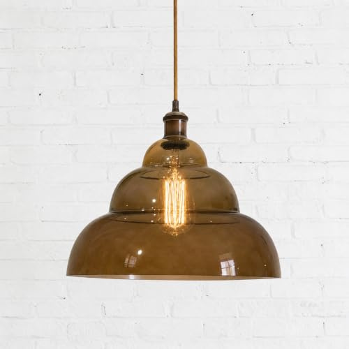 VDH Collection Pendelleuchte HALO (FOREST), Designer Hängeleuchte aus mundgeblasenem Glas Ø35 cm, handgefertigt in Europa, höhenverstellbar für Küche Esszimmer Wohnzimmer & Flur