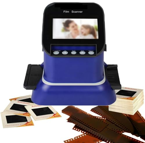 Digital Film & Slide Scanner, Converts 120 Medium Format, 127 Film, Microfiche, 35mm Negatives & Slides to JPEG, with 8G Memory Card, 22MP, for Family Memories