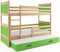 Interbeds Etagenbett Hochbett RICO 3 (für DREI Kinder) 90x200cm, Farbe: Kiefer unlackiert, Kinderbett mit Lattenroste und Matratzen (GRÜN)