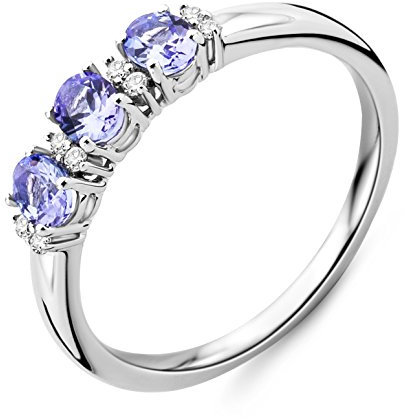 Miore Ring Damen Weißgold 9 Karat / 375 Gold Tansanit mit Diamant Brillianten