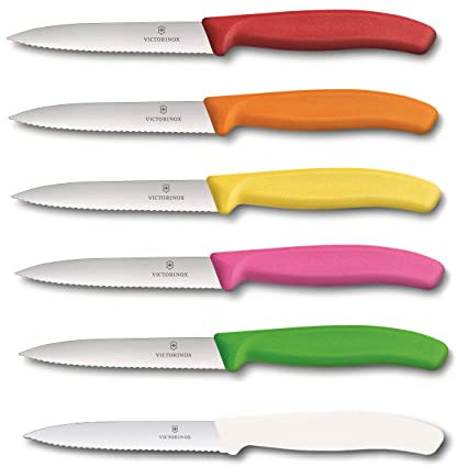 Victorinox Gemüsemesser Tomatenmesser Set Swiss Classic 10 cm (6er Set Bunt gemischt mit Welle)