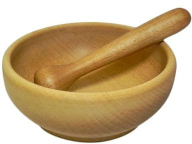 Mortier et pilon en bois - Broyeur à épices et herbes - En bois de hêtre - Cadeau pour la maison - M08