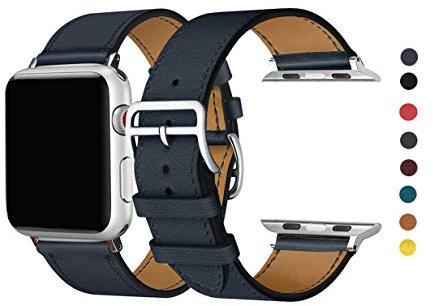 CAILIN Band iWatch Series 1 Series 2Series 3, Luxury Genuine Leather Smart Watch Band Strap Single Tour Replacement (Blue Indigo)