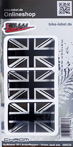 BIKE-label Auto Aufkleber 3D Länder-Flaggen Union Jack England Chrom 62 x 40mm 300539N