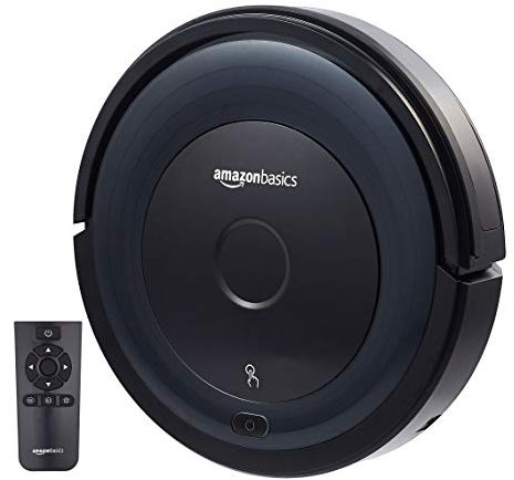 Amazon Basics – Saugroboter, schlankes Design, 18 W (800 Pa), 6 Reinigungsmodi, Anti-Kollisions- & Fallschutz-Sensor, Kabellos, Kompakt,Rad, automatische Aufladung, Fassungsvermögen 0,35 l