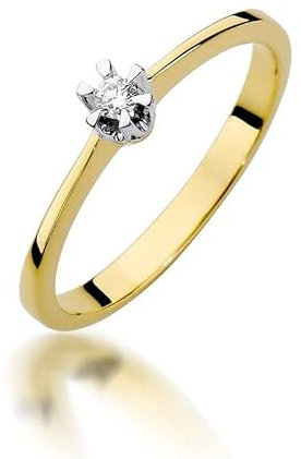 Damen Solitär Versprechen Ring Verlobungsring Antragsring 585 14k Gold Gelbgold natürlicher echt Diamant Brillanten