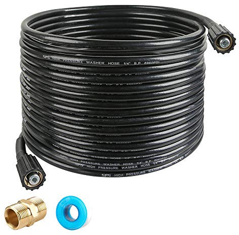 Chavor 50 FT X 1/4 Inch Pressure Washer Hose, Replacement Power Washer Hose for Most Brands, M22 14mm or M22 15mm, 3600 PSI