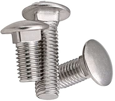 BOZONLI Bullone carrello, acciaio inox A2, bulloni a testa tonda con collo quadro, filettatura completa, M8×16mm, 5 pezzi