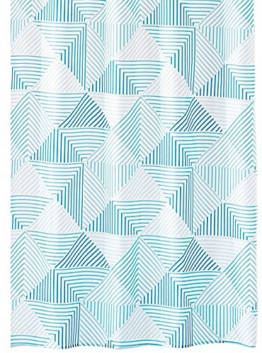 mDesign rideau de douche – rideau baignoire avec motif à rayures moderne – rideau de douche tissu facile d'entretien avec 12 œillets – multicolore bleu et blanc