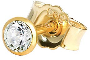 NKlaus Einzel Ohrstecker 3,0mm Gelbgold 585 14 Karat Gold Ohrring Kristall Zirkonia Weiß 1765