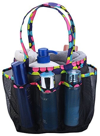 Portable Mesh Shower Bag for Student Dorm Bathroom Large Shower Bag for Camping Gym (Black)