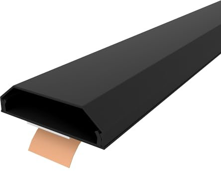 Onpira® Aluminium Kabelkanal in 5 Farben – TV-Kabelkanal selbstklebend oder zum Schrauben – für Wand & Boden – saubere Kabelführung im Innen- & Außenbereich (50x1100mm, Schwarz Selbstklebend: Ja)