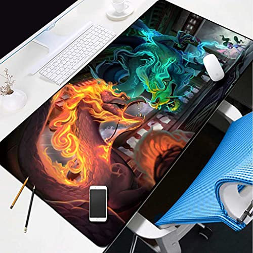 KJXNED - Tapis de Souris Gaming XXL 800x300 mm Dragon D’Anime Étoile Violette Gamer Mouse Pad Surface Antiderapant Base en Caoutchouc Antidérapante pour Gamer PC et Ordinateur Portable