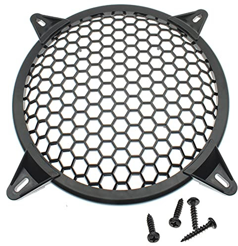2 Stück 21 cm Lautsprecher Grill Subwoofer Grill Waffel Grill Guard Schutz Abdeckung mit Befestigungsschrauben für Home Audio [FDXGYH, Schwarz]