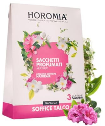 HOROMIA Soft Talco Duftsäckchen für Schränke und Schubladen – Intensiver und langanhaltender Duft für bis zu 12 Wochen – 3 Beutel