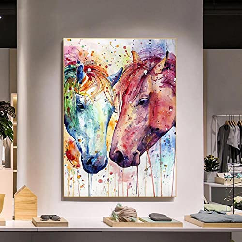 XUSANSHI Leinwand Wandbild Farbe abstraktes Pferd Bild Druck Auf Leinwand Ölbild für Zuhause, Moderne Dekoration, Dekodruck Kein Rahmen 50x70cm