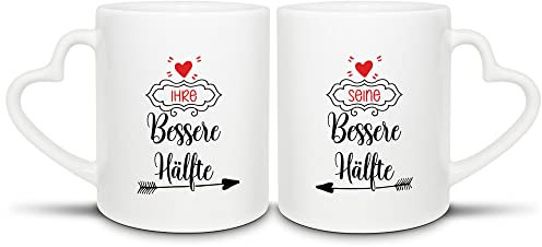 Tassendruck Partner-Tasse - Bessere Hälfte - Geschenk zum Valentinstag, Jahrestag, Geburtstag, Paar-Geschenk - Hochwertige Keramik, 2er-Set