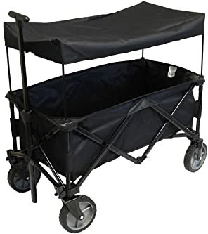 kynast exklusiv Transportwagen Bollerwagen mit Dach schwarz klappbar bis 80 kg, 96 x 55 90 cm, 613-401310