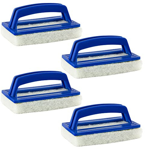 Kaimeilai 4 Pcs Pool Schwamm Bürsten, Kunststoff Schwimmbad Bürste Reinigungsbürste, Swimming Pool Brush Pool Handbürsten Set, Poolreinigung Handschrubber mit Griff, Teich Bürste Geeignet zum Reinigen