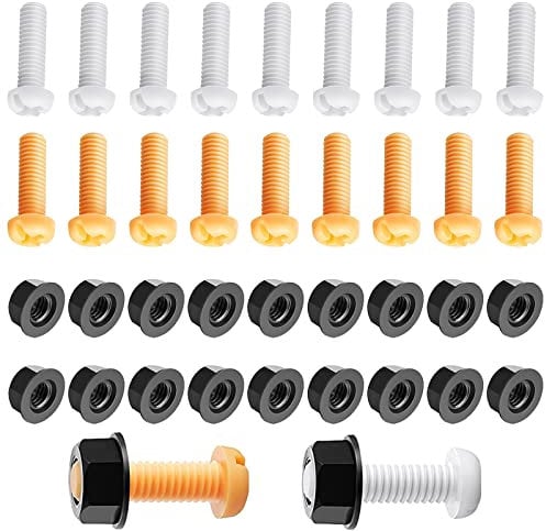 Soolkerr 40 Sets Plastic License Plate Screws with Nuts,Car License Plate Fixing Fitting Kits Number Plate Bolts & Nuts for Car Auto Motorcycle