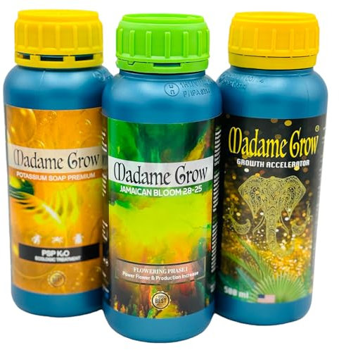 MADAME GROW - Organische Düngemittel - WURZEL UND WACHSEN - Blüte PK und Kaliseife - KIT LAURINA (3x500ml)