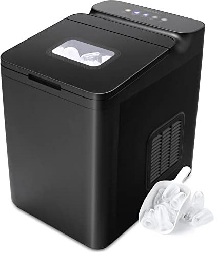 RELAX4LIFE Eiswürfelmaschine Tragbar, Eiswürfelbereiter 9 Eiswürfel in 6-13 min, 15 kg/24H, 1,5 L Wassertank, Ice Maker mit LED-Display Touchscreen, Eismaschine mit Selbstreinigung Schaufel (Schwarz)