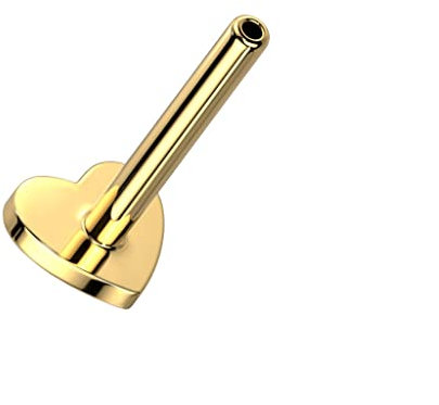 Paula & Fritz® Push-In ERSATZ Labret Stud Stab Gold Titan-IUM Grade 23 7-mm x 1,2-mm Gewindelos Kombinierbar Threadless Herz-Sockel Madonna Medusa
