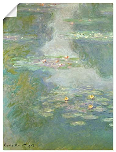ARTLAND Wanddeko Poster & Kunstdrucke Wandposter 90x120 cm Hochformat See Teich Wasser Pflanzen Blumen Seerosen 1908 Impressionismus Claude Monet T6YD